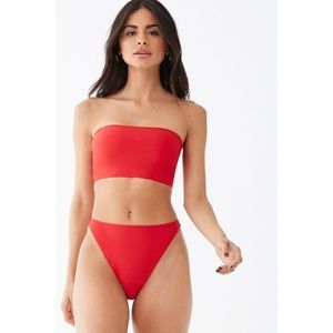 Red Two Piece High Waisted Bathing Suit